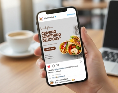 Craving Something Delicious fast food promotional flyer design with bold typography by Sawaira Asghar